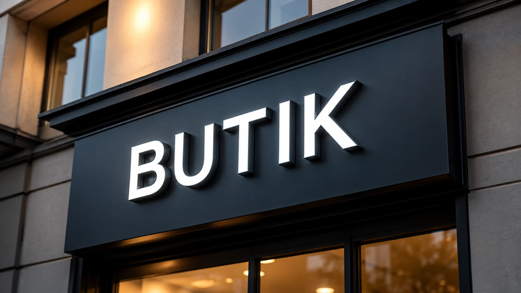 Rent butiksskilt på en moderne facade
