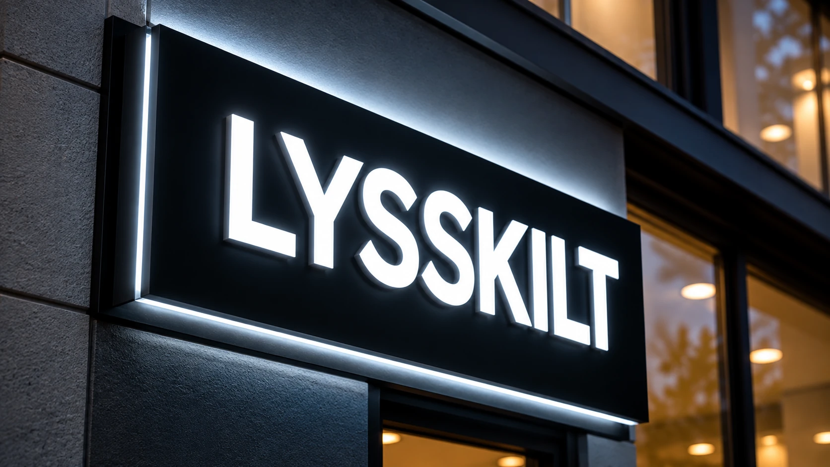 Rent lysskilt på en virksomheds facade